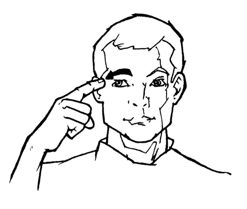 To sign "black," take your index finger & drag it across your eyebrow.