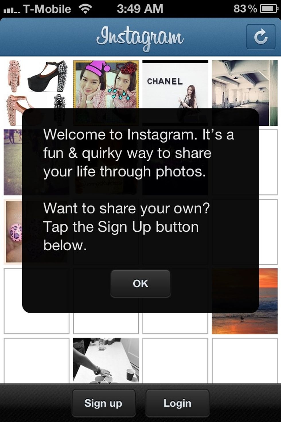To sign up press ok. If not then just sign in.