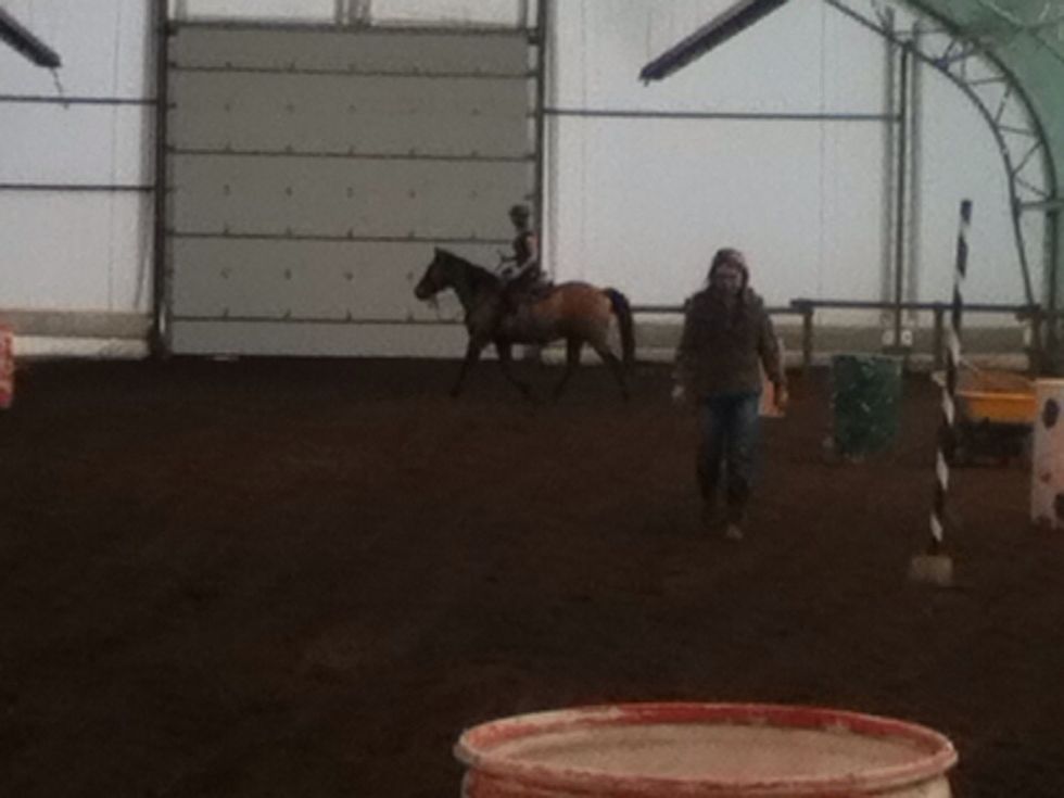 To stand at the proper time, count one,two over and over in your head, rise in your stirrups on one and gently sit on two. The rhythm is continuous.