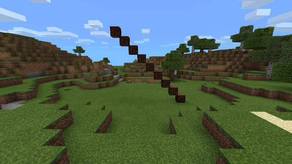 To start with, make a diagonal tower like so out if spruce wood