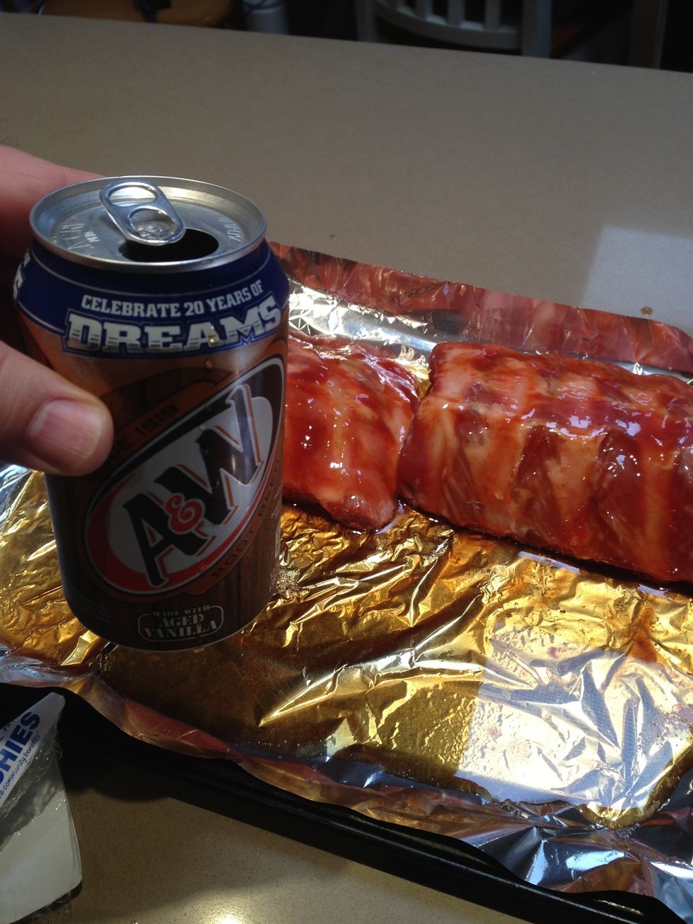 To stop the meat from drying out, I add some root beer and just pour it on the foil on the tray. You can use beer or try other drinks that can also add flavour to the meat