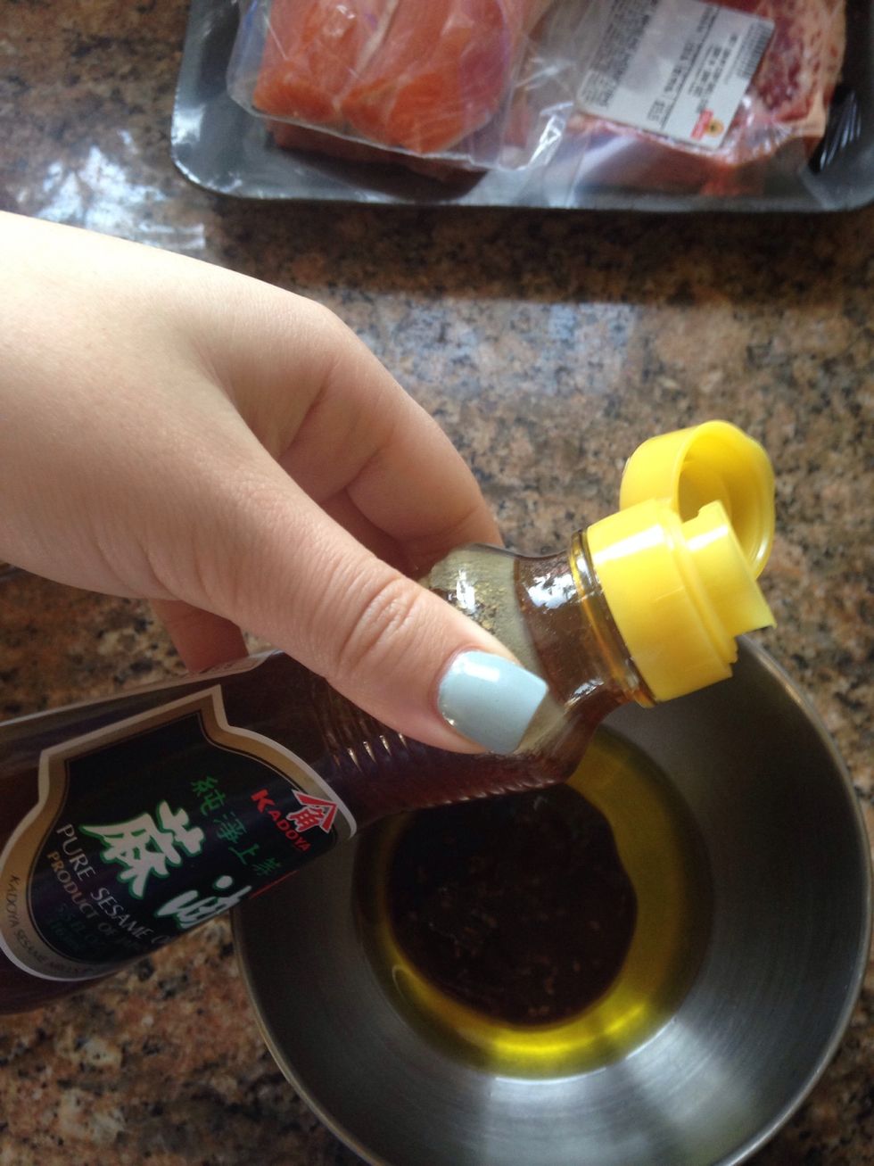 To the base marinade add sesame oil. This smells really great but a little goes a long way.