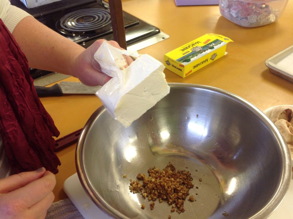 To the cooked filling add in the cream cheese.