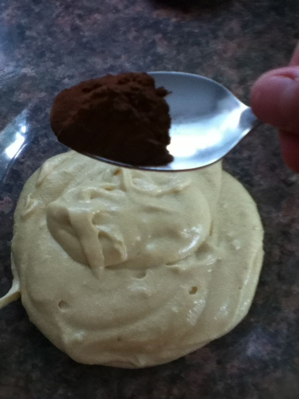 To the last bowl add about half a tablespoon of cocoa powder.