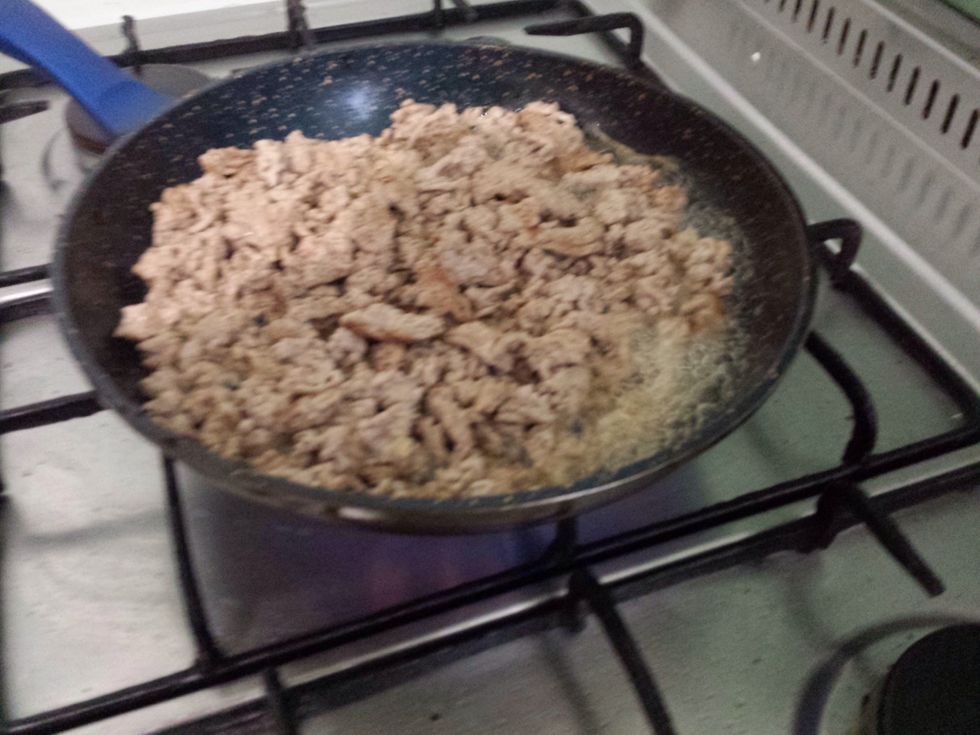 To the meat. Before putting in the sauce, make sure the juices reduce down.