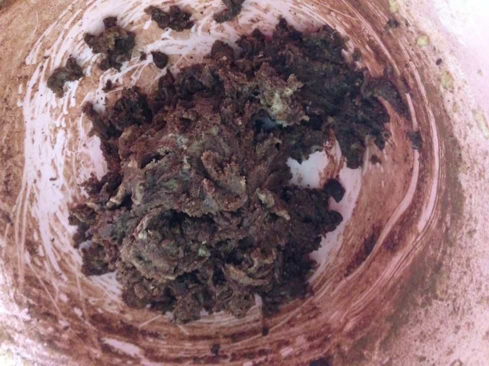 To the other half, add the cocoa powder and mix.