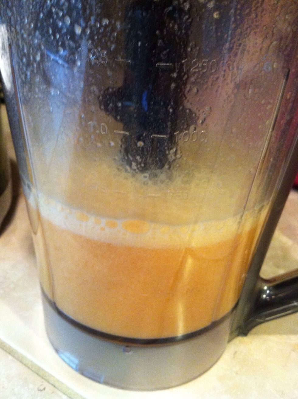 To tomato, garlic, and chicken stock blended