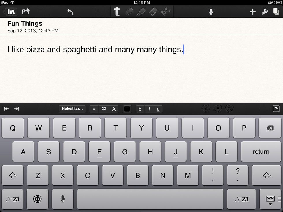 To type in the document click on the "t" button at the top of the page, and then click anywhere you want to type.
