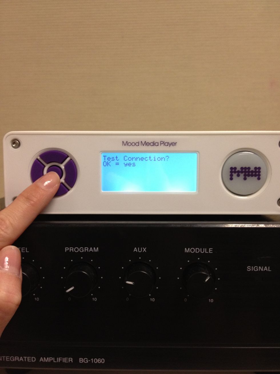 To validate connection press the down button on the Controls until you see "Test Connection" and then press the center button twice.