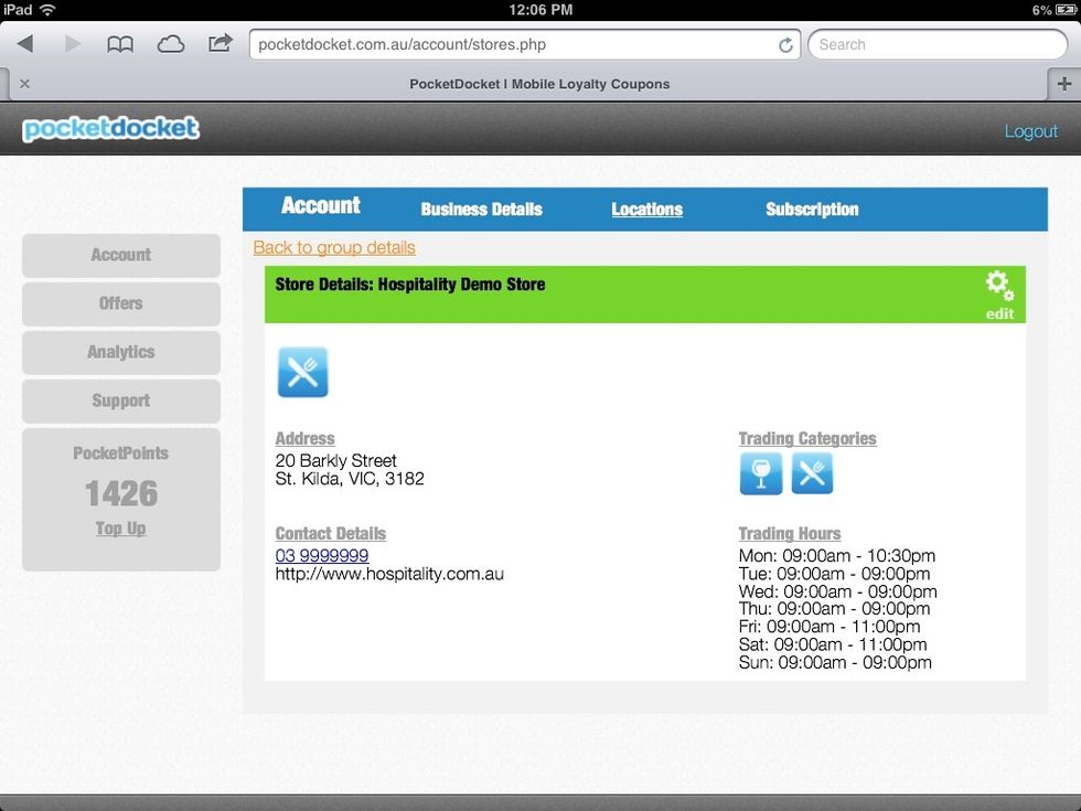To view or edit a stores details, go into the store.