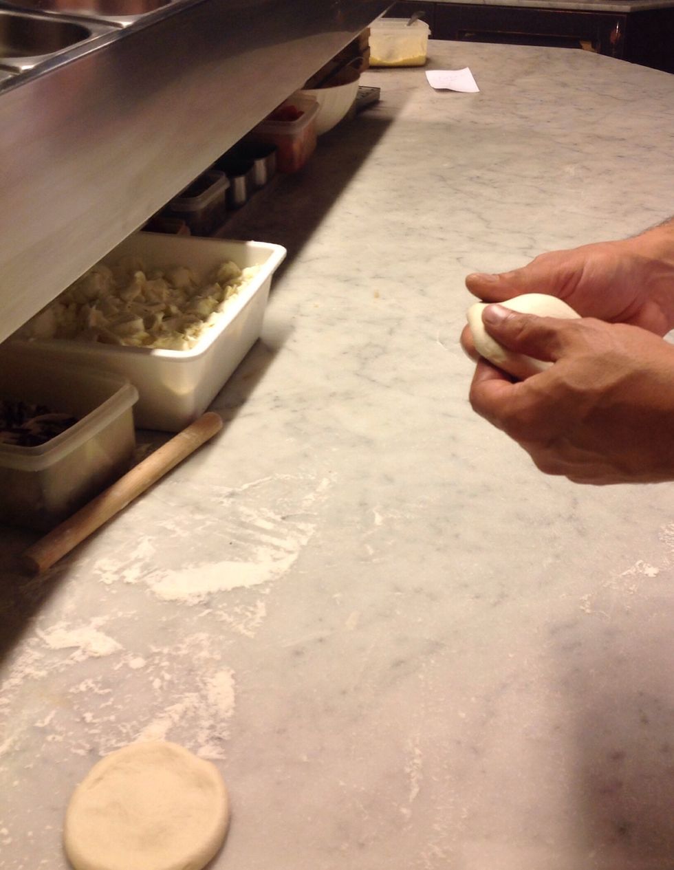 ....to work after two hours of leavening each small piece of dough