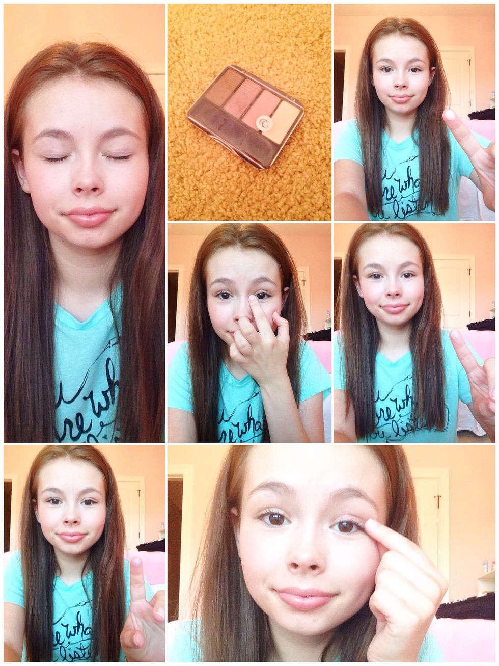 To your outer corner for a bit of definition. Trust me, the pink is super natural and it barely shows up, so don't be scared to try it if the idea if pink eye shadow scares you.
