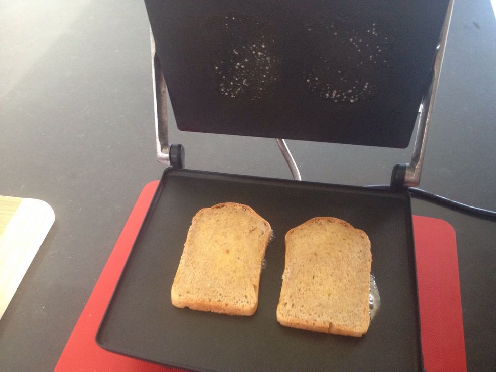Toast bread until golden brown.