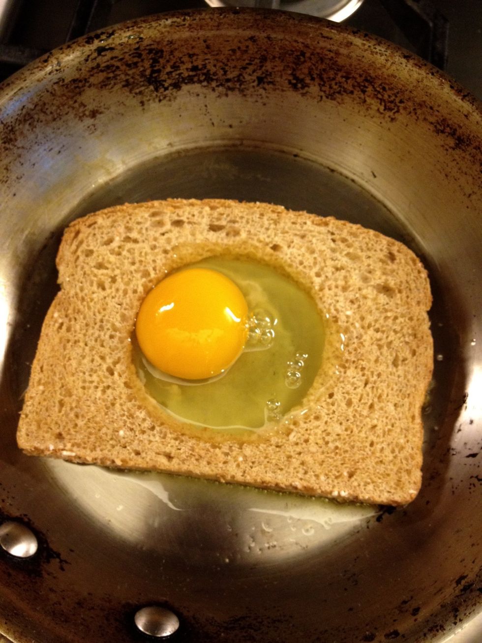 Toast first and then the egg.