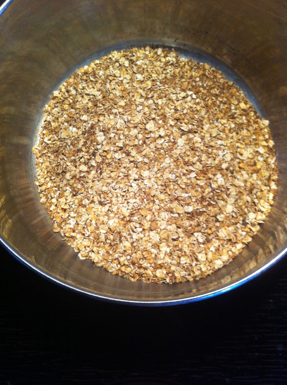 Toast for 5-7 min or until they are golden brown and smell nutty and put in a bowl and set aside