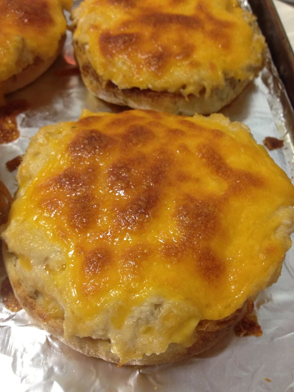 Toast or broil until cheese is dark golden brown. Allow for a little bit extra exposure to heat to allow meat to get hot in center