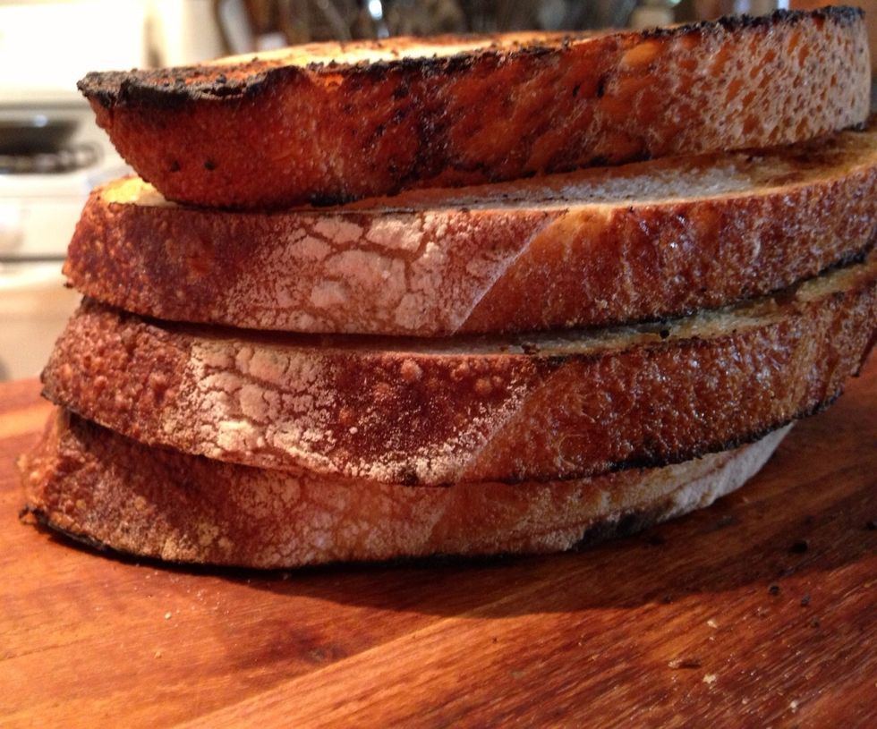Toast or grill your bread slabs.