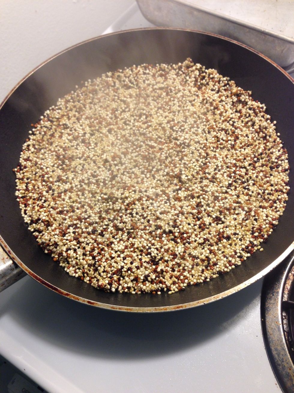 Toast quinoa with olive oil for about five minutes