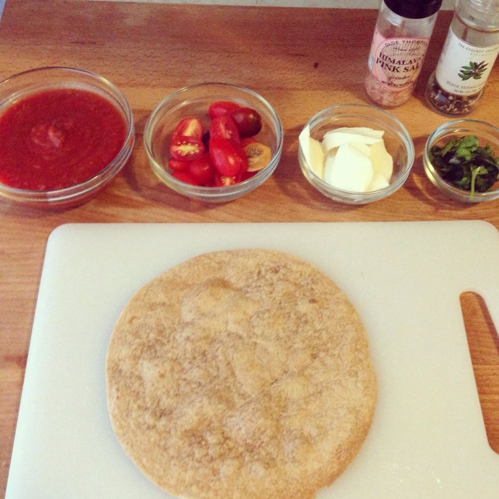 Toast your tortilla till slightly crunchy (about 30 seconds). Let it cool in the toaster. This is important so that the crust doesn't get soggy.