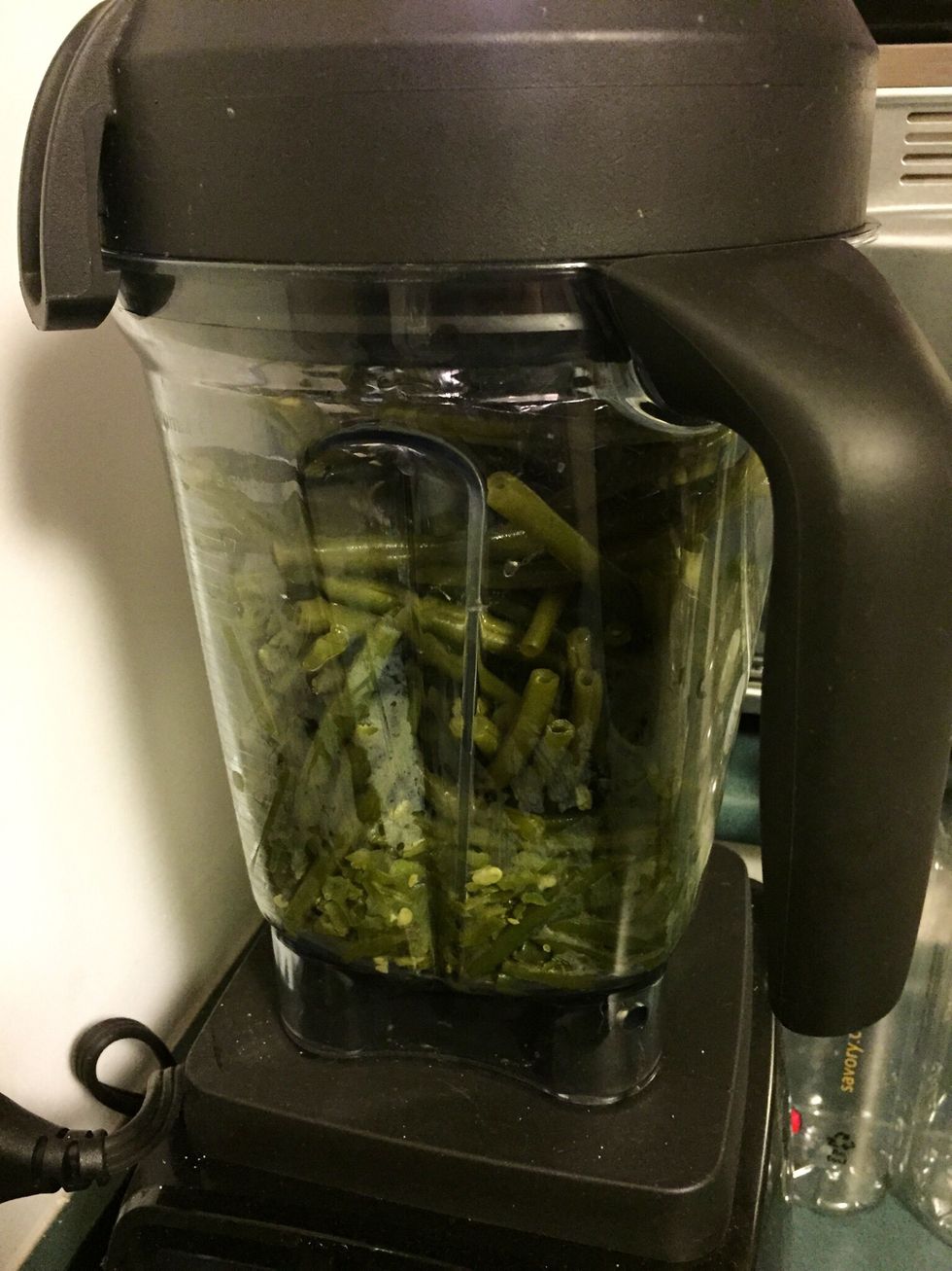 Together with 1/4 cup water, blend Green Beans until desired consistency.