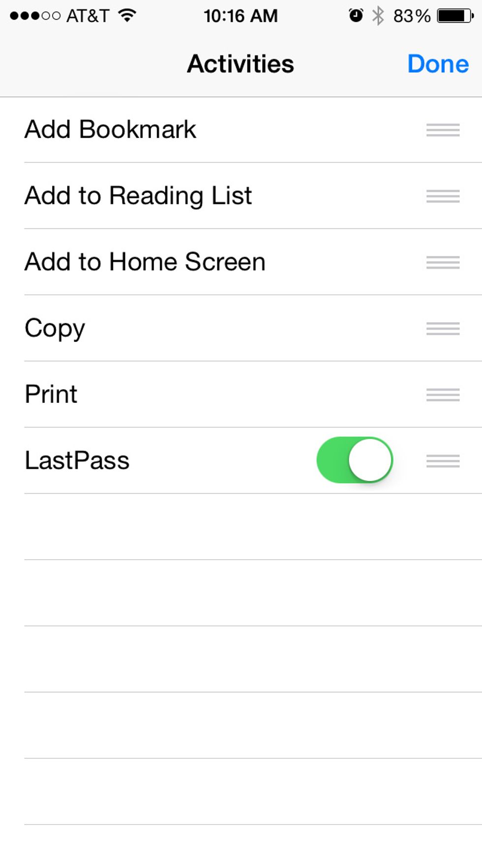 Toggle "LastPass" on
