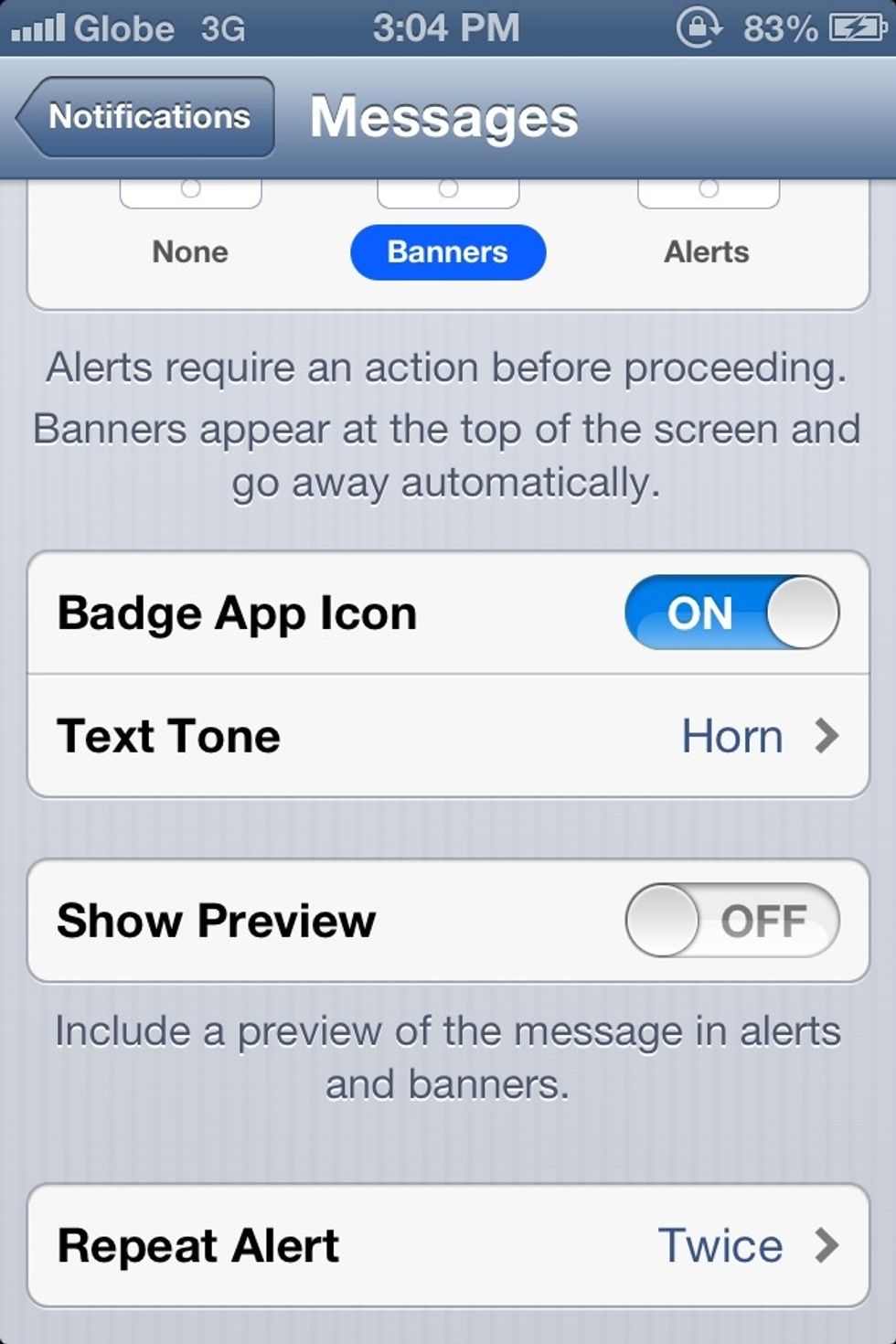 Toggle On/Off the Show Preview.