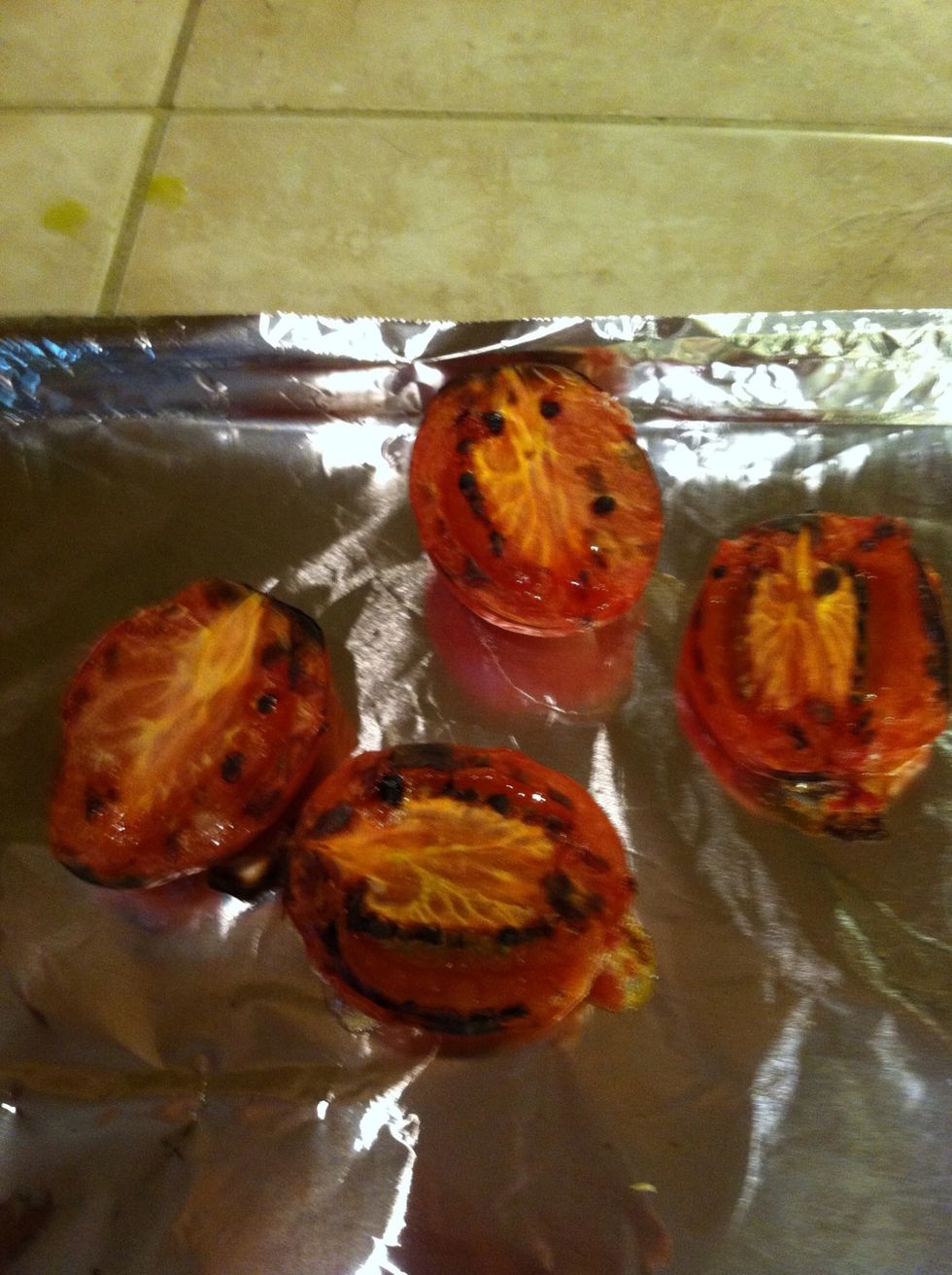 Tomatoes usually take longer to broil. I like mine like this. Took about 15-20 mins. Or until soft.