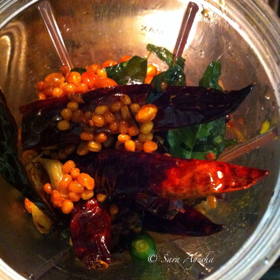 Took all the spices and onions into blender... Don't rush to add water as the paste will become liquidy. Blend it into fine paste add garam masala powder and salt.