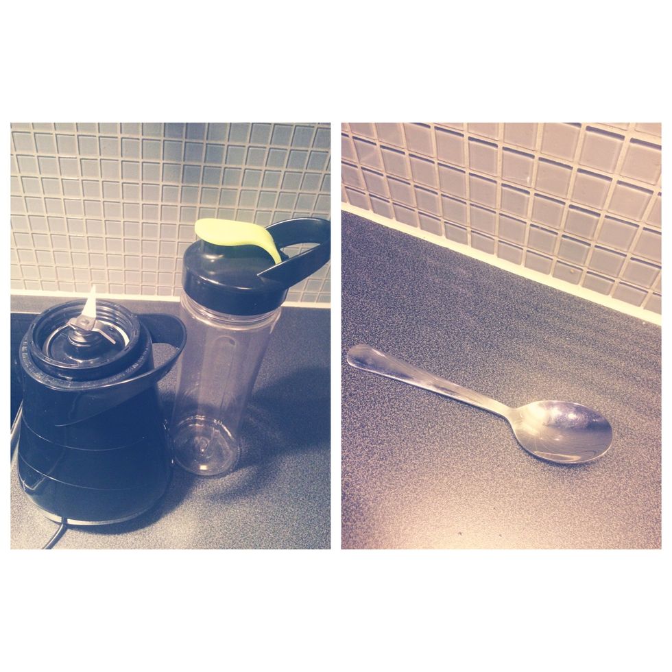 Tools: blender and tablespoon, (measuring cup/jug)