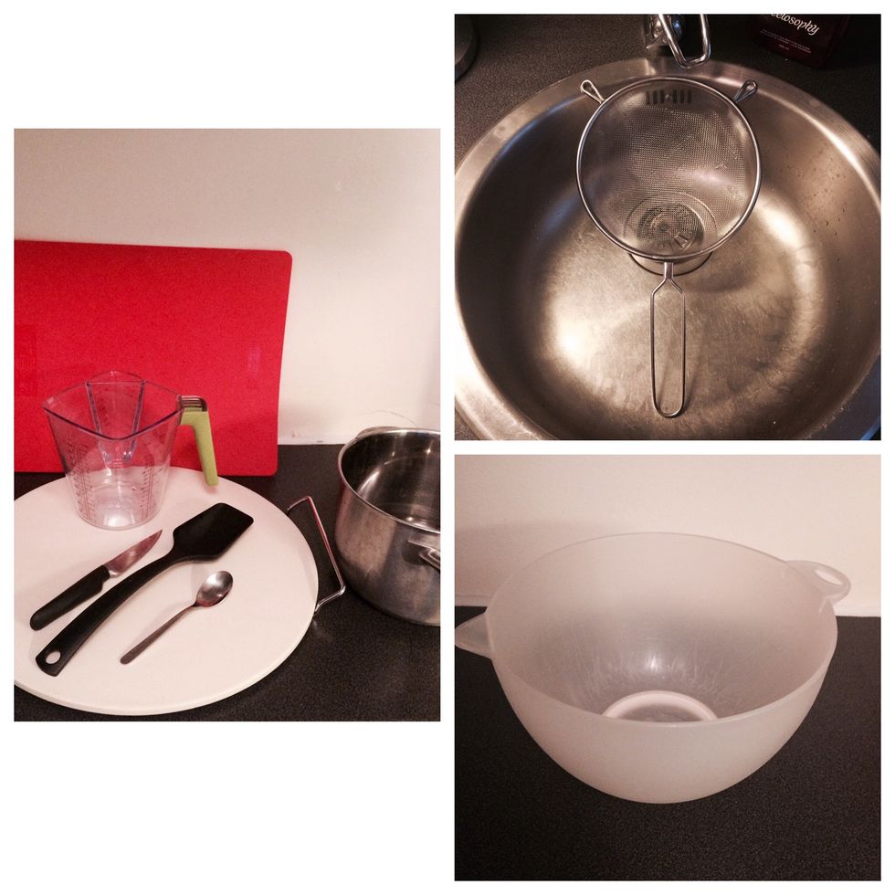 Tools: chopping board,knife, measuring jug, pizza pan/baking stone for pizza, drain, bowl, teaspoon, ladle/spatula/tablespoon or something else to mix up the dough, casserole.