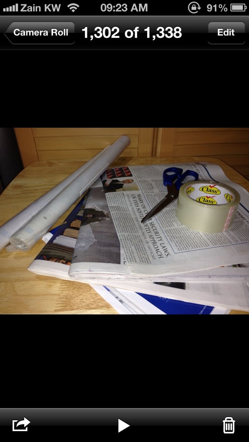 Tools needed: 1) newspaper 2)sticky tap 3)Scissors