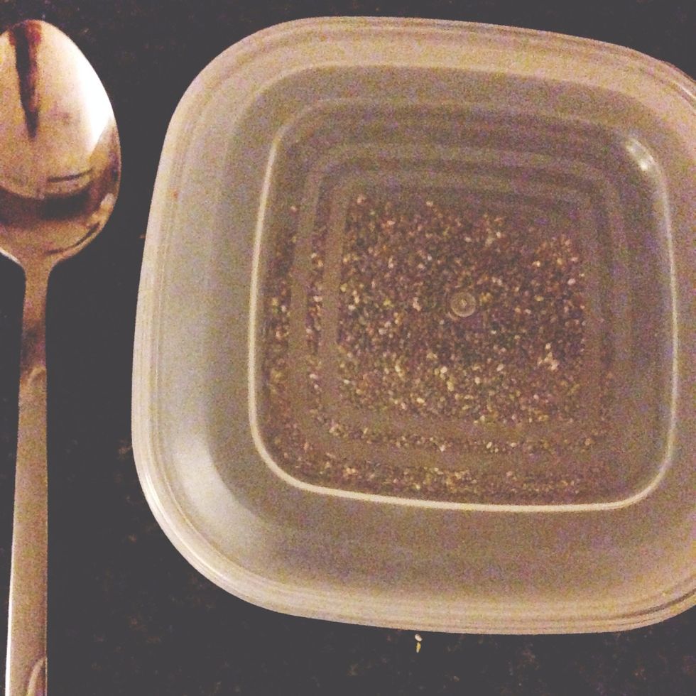 Tools: plastic container with lid, tablespoon, measuring cups.