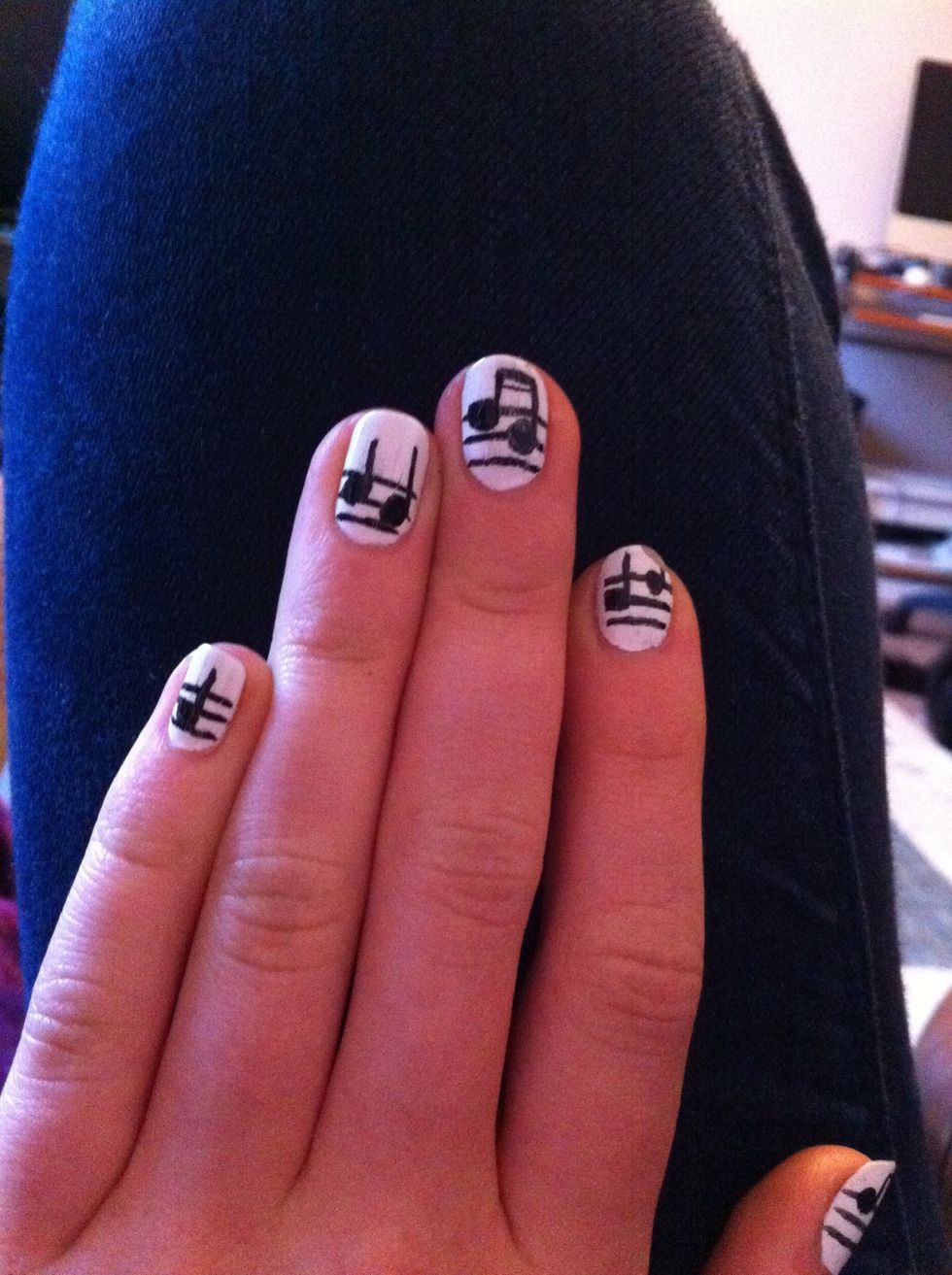 Top coat (especially if you use eyeliner for the details!) and you're done! Enjoy your nails! Any comments appreciated :)