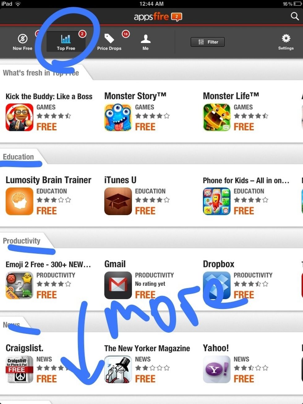 Top Free shows the most popular free apps.