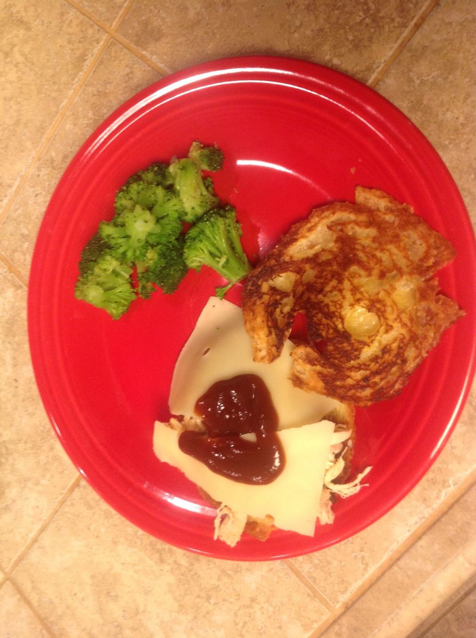 Top it off with some swiss cheese, your favorite BBQ sauce and some steamed veggies!