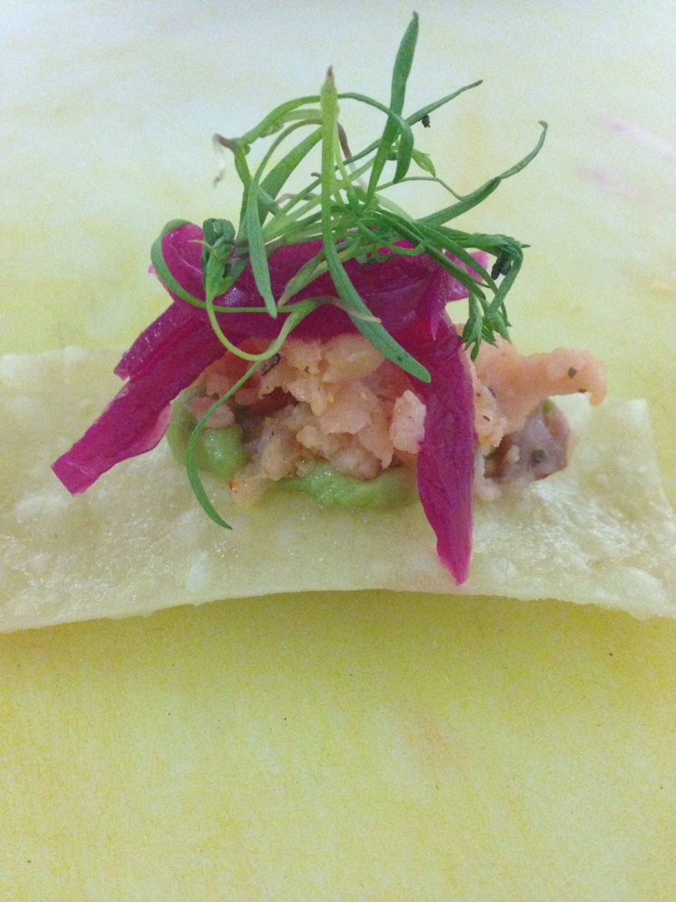 Top it whit the onion and micro parsley
