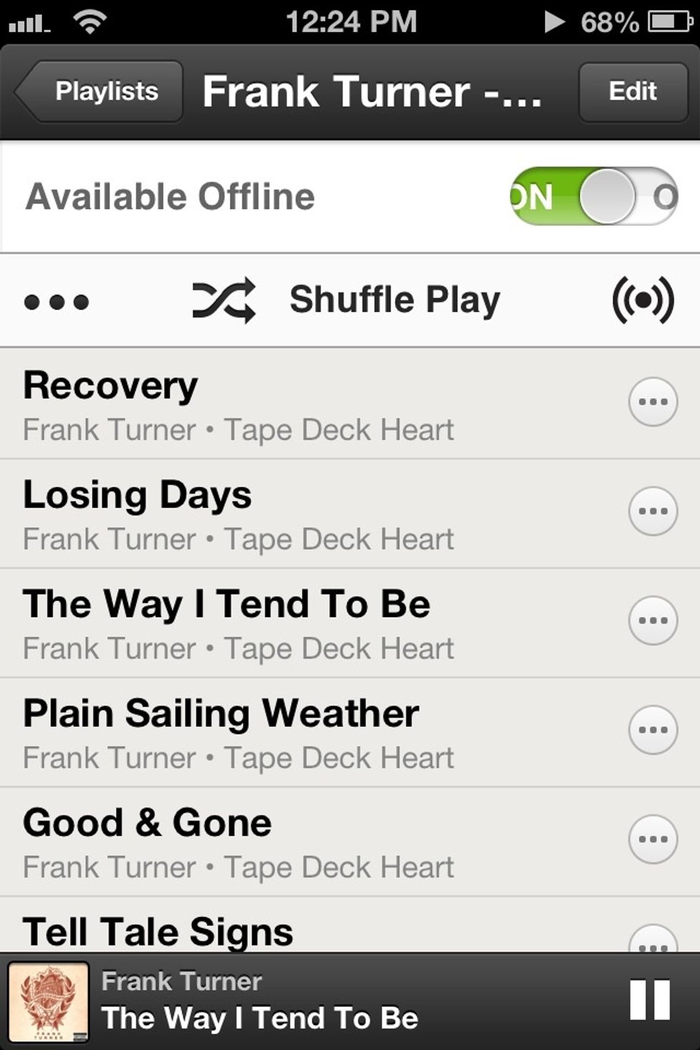 Top of the screen , notice the "Available Offline" and the slider to the right. Tap the slider until it shows a green "On".
