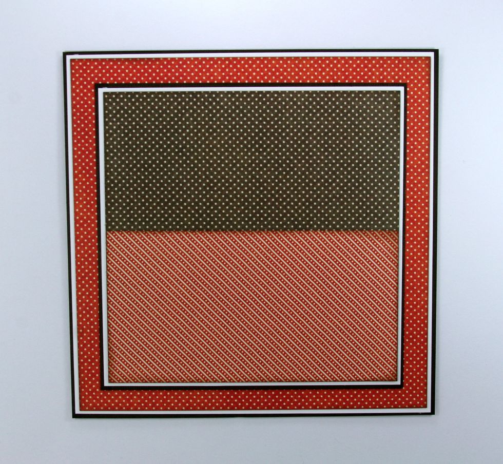 Top off last layer with the diagonal striped patterned paper from the 6 x6 Patterns & Solids paper pad.