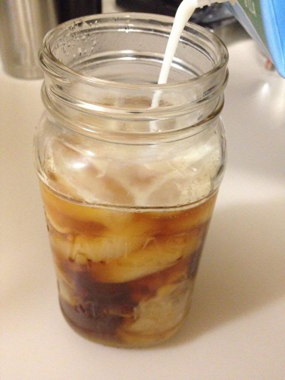 Top off with milk. One percent percent works great and taste great.