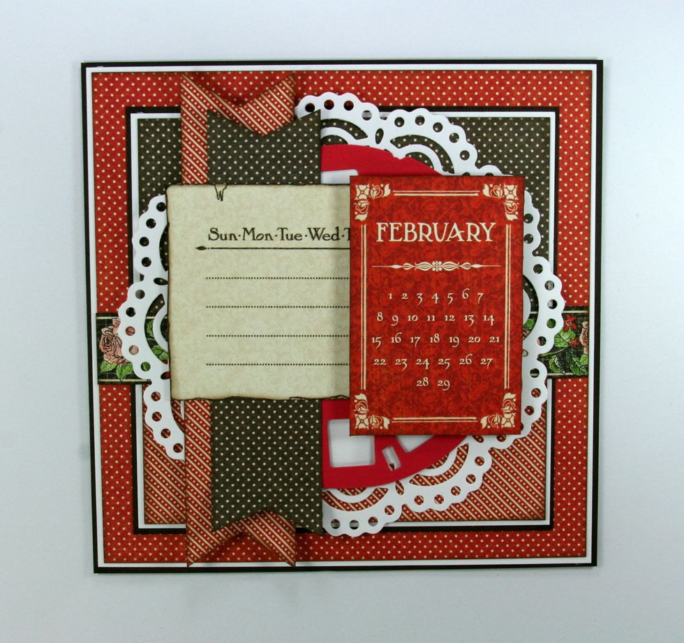 Top off with red February calendar. I used foam spacers for added dimension.