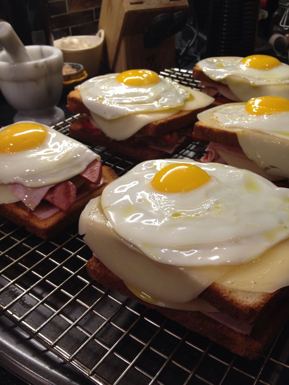 Top the sandwich with some fried egg. Hard boil also works.