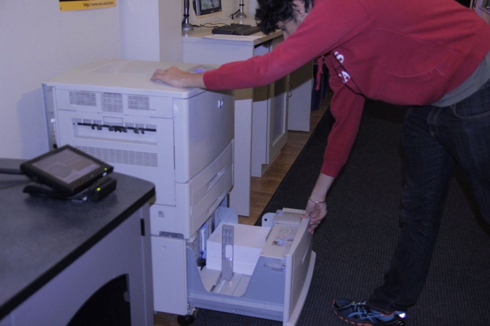 Top up printers and staplers as needed. Recycle any left over print-outs and empty the hole puncher.