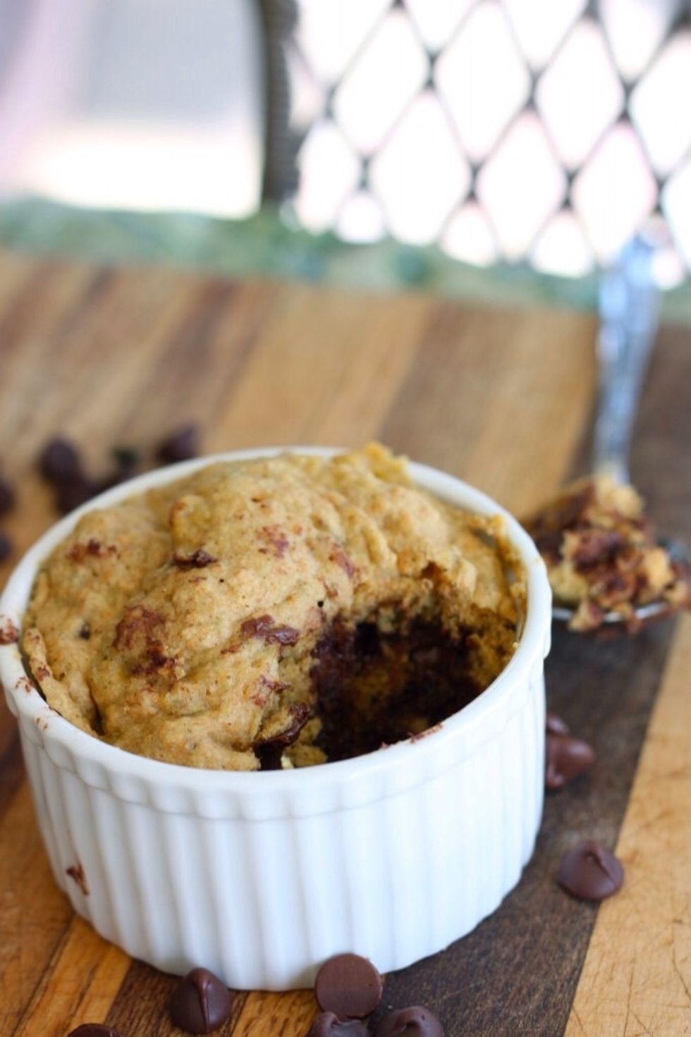 Top with banana ice cream, peanut butter, milk or more chocolate chips! It's a great anytime snack! Now how easy was that??