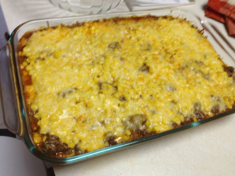 Top with cheese and bake at 375 for 25 minutes.
