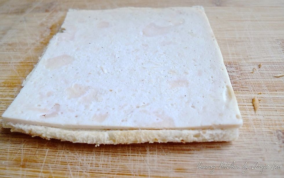 Top with chicken breast sandwich slice.