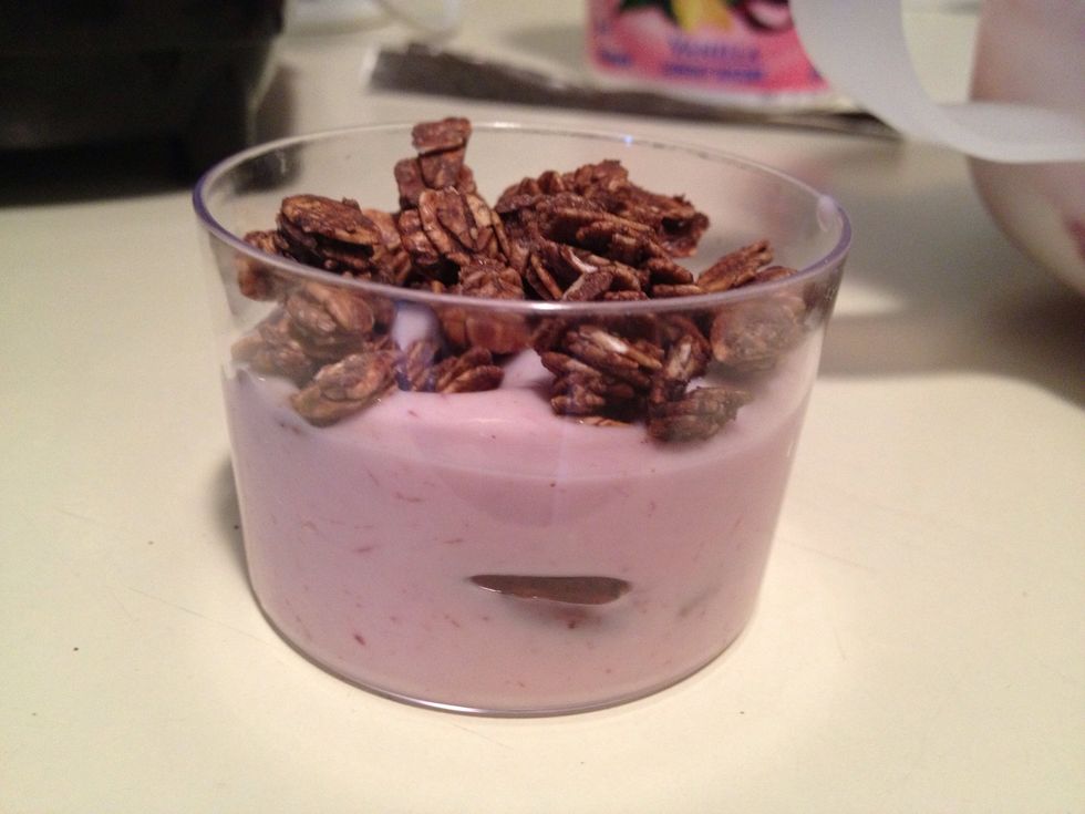 Top with more granola! You can never have enough! DCD's granola has blueberries and cranberries, but additional fruit can also be added!