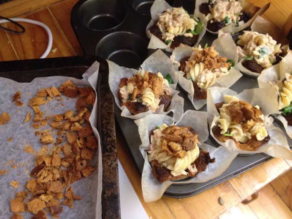 Top with the croutons.
