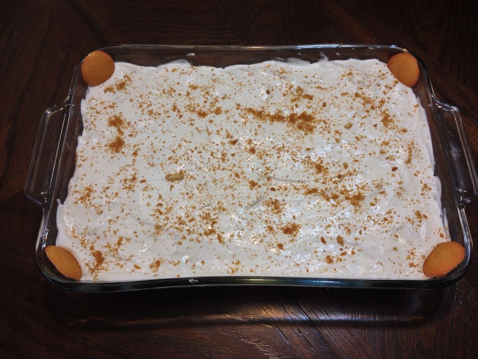 Top with wafer crumbs or decorate however you wish. After you are done admiring your hard work...