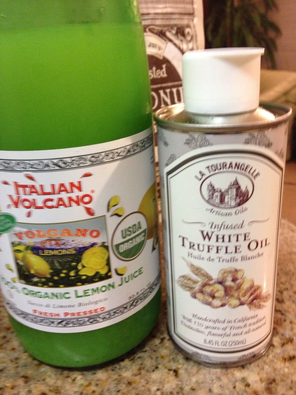 Toppers- lemon juice, truffle oil, salt and pepper to taste.
