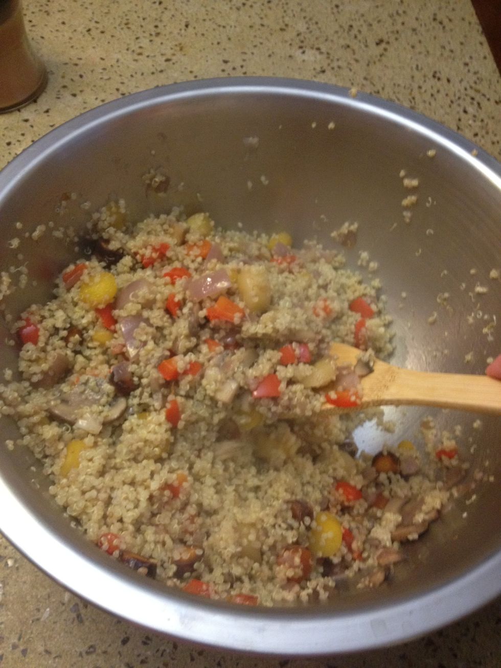 Toss and mix well then add olive oil and balsamic